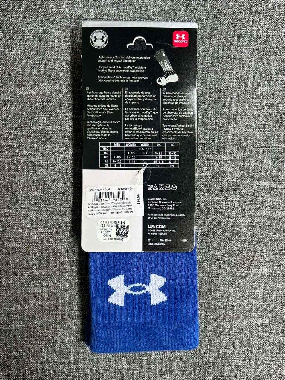 NWT Under Armour UA Unrivaled Crew Socks Royal Blue White U3605P13 Adult Large